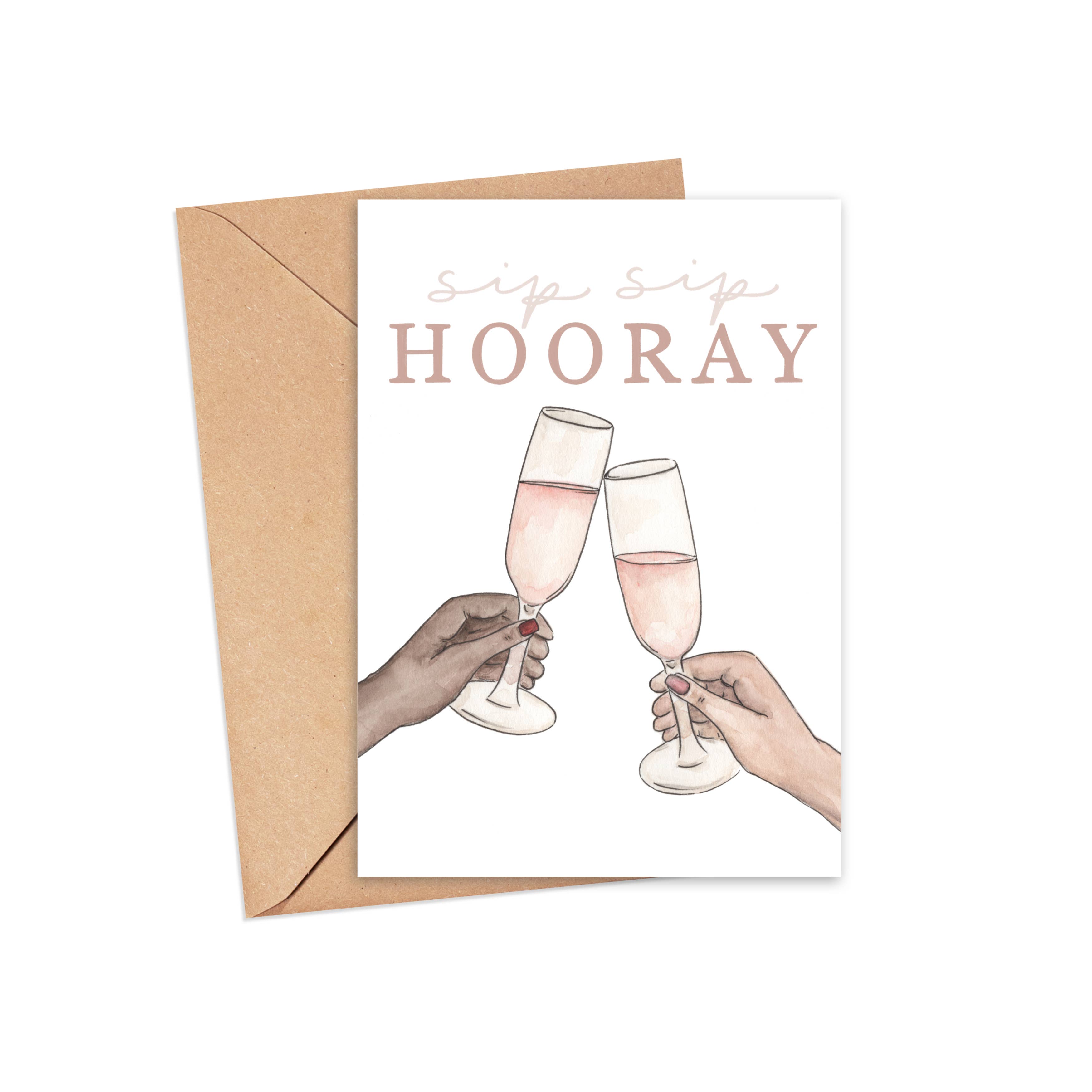 Owlery 54 - Wholesale Congratulations Card - Sip Sip Hooray Card