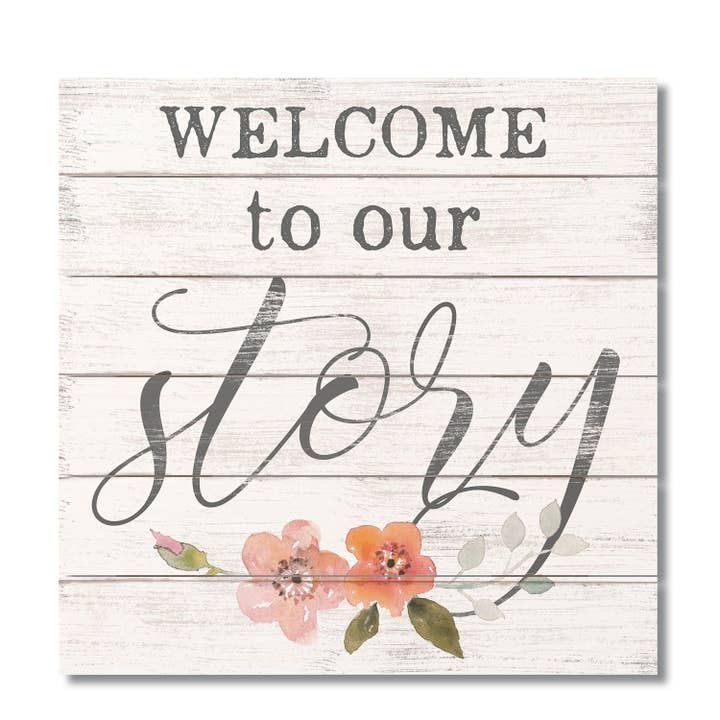 "Our Story" Pallet Wood Sign 12 x 12 for wholesale by Conimar Promotions