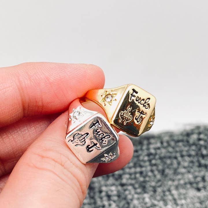 Mio Queena - Wholesale Cocktail/Statement Ring - 'Fuck it' Square Ring