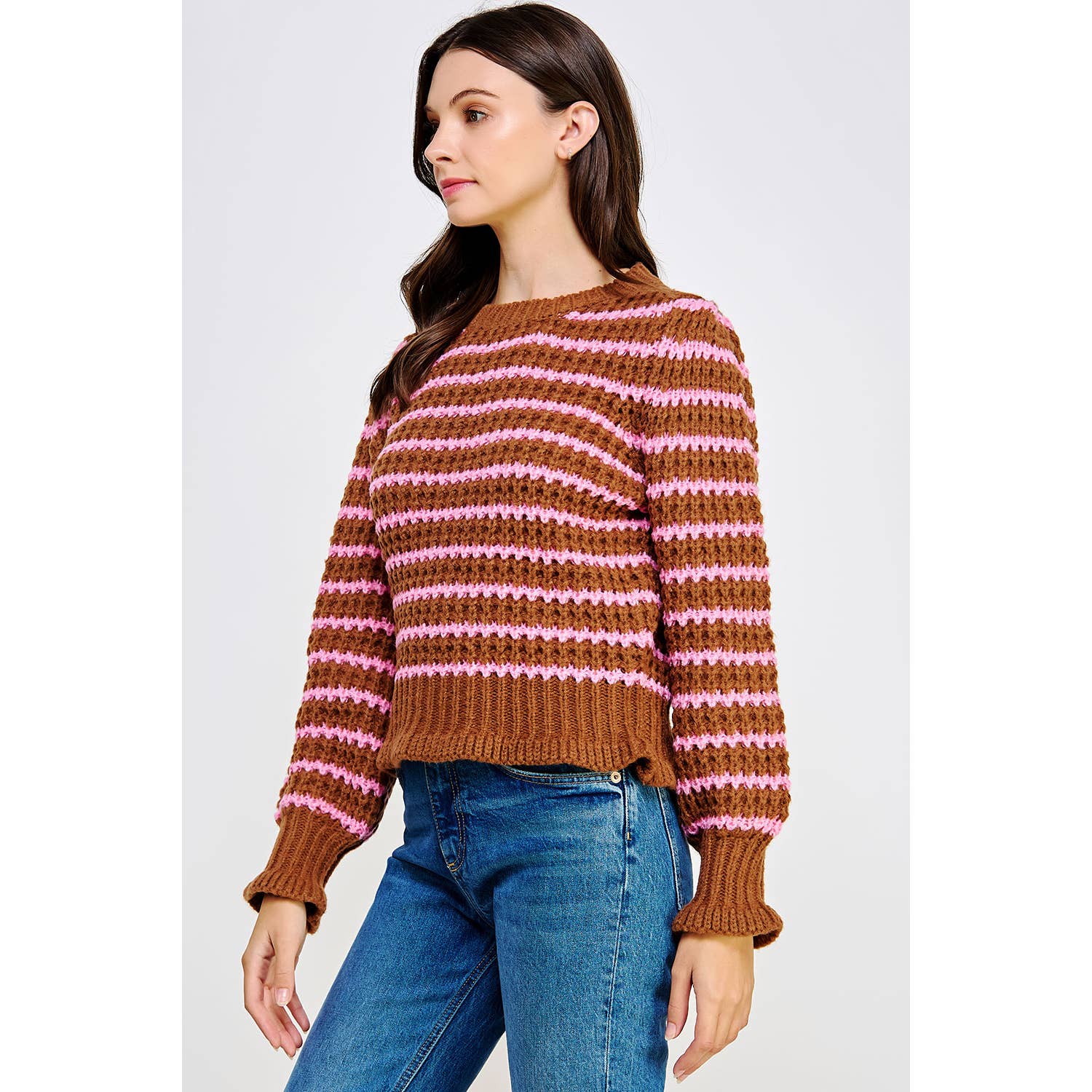 Strut & Bolt - Wholesale Pullover-trui - Dames - Gehaakte trui met gestreepte print10