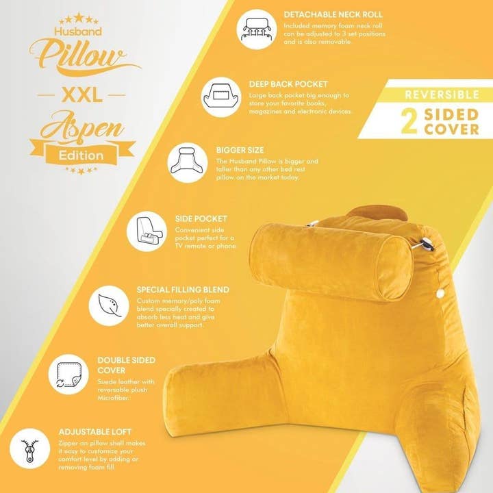 Husband Pillow - Wholesale Bedding pillow - XXL Husband Pillow Aspen Edition Backrest Pillow with Memory Foam83