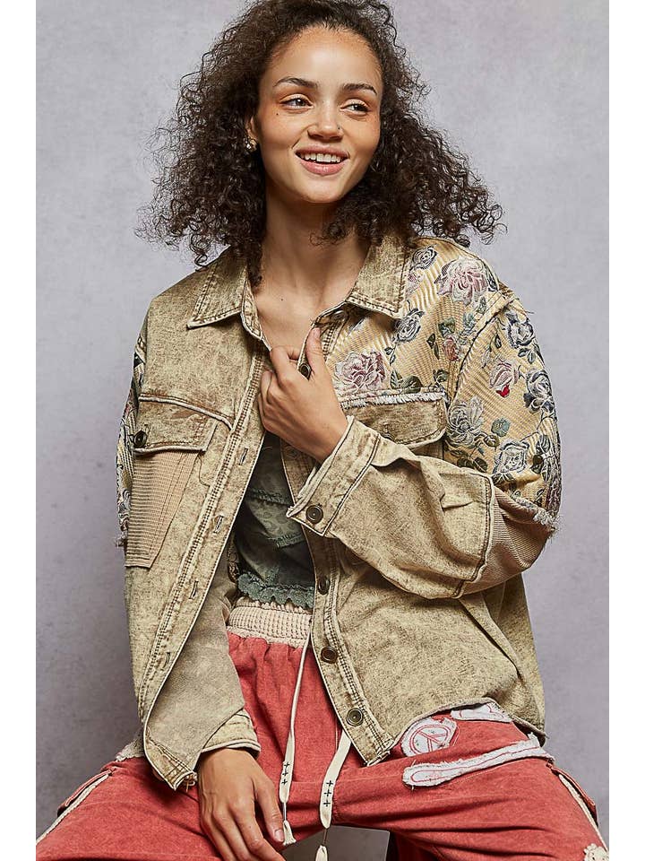 Pol Clothing - Wholesale Jacket - Women's - Long Sleeve French Terry Contrast Animal or Floral Jacket6