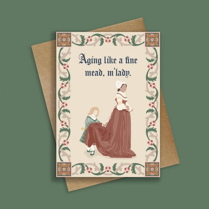 M'Lady Medieval Birthday Card - Renaissance Fair Theme for wholesale by Katiebird Prints