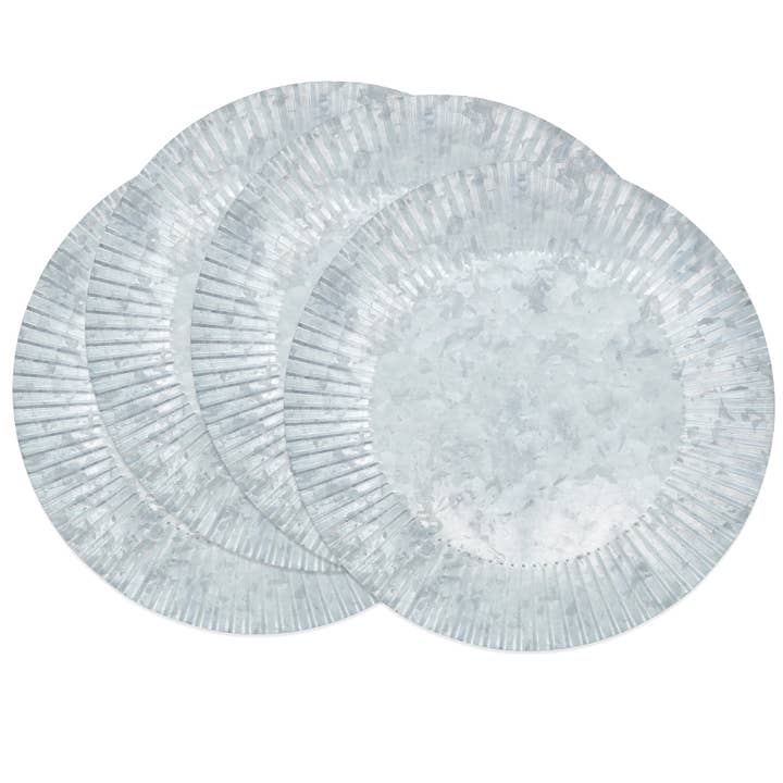 Silver Country Charm Ruffled Galvanized Charger Plate for wholesale on Faire