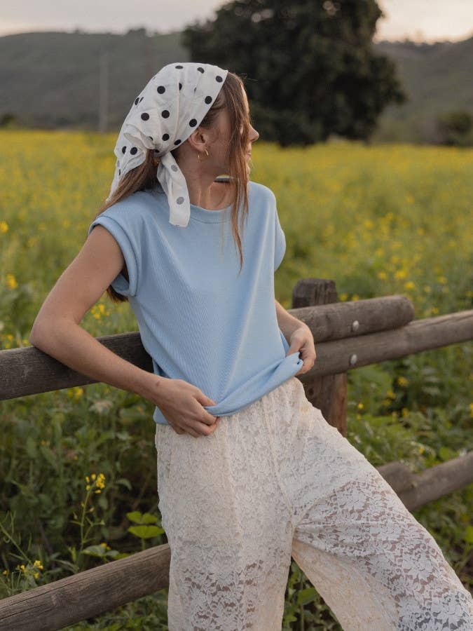 IST1094RIB Amicis Kate Rib Top Light Blue for wholesale by If She Loves