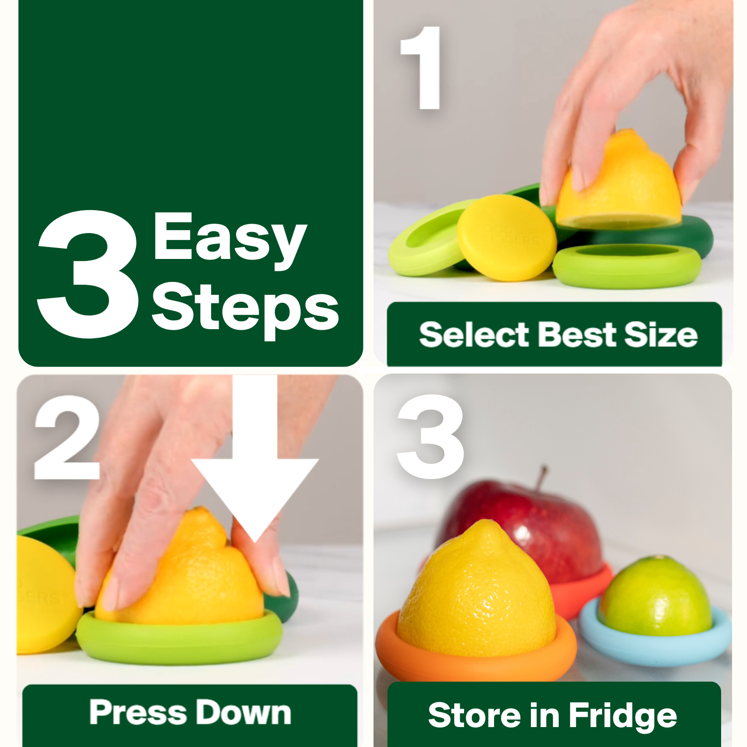 Food Huggers - Wholesale Food Storage Wrap/Bag - Reusable Silicone Food Savers – Fresh Green (Set of 5)9