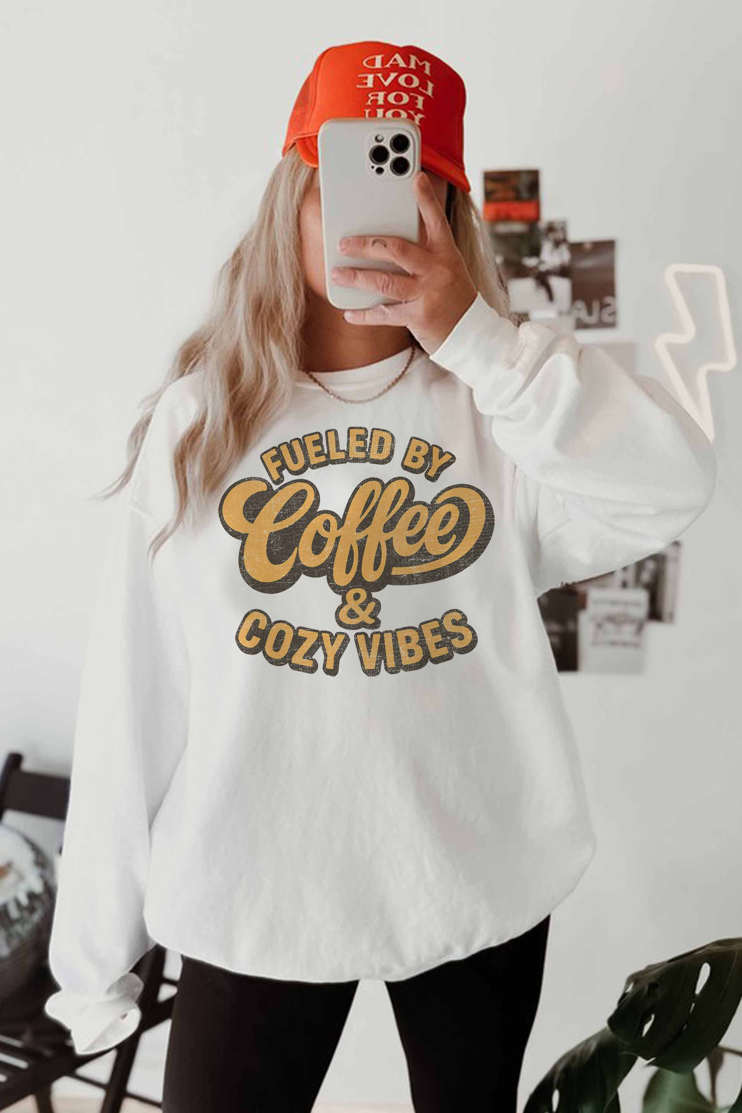 GOOD DAY STREET - Wholesale Graphic Sweatshirt - Women's - [G2359X-OSS]-COFFEE & COZY VIBES OVERSIZED SWEATSHIRT 2