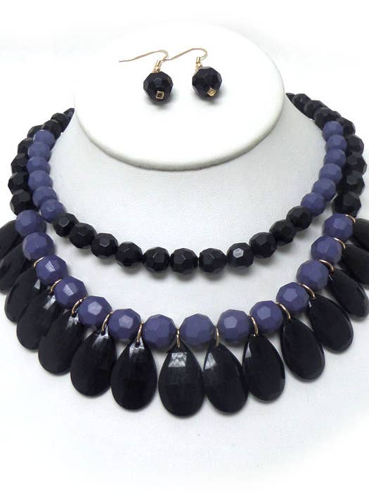 (B154) AKRYL TÅRER STATEMENT HALSKÆDE SÆT for engroshandel hos Jewelry Max