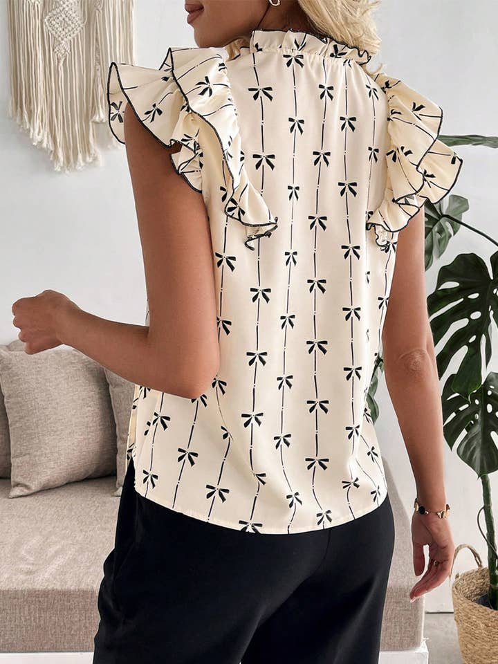 Beige Short Sleeved Drawstring Shirt for wholesale on Faire