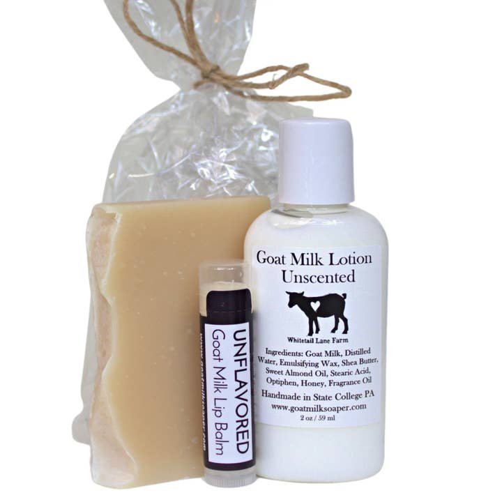 Gift Pack - Mini Soap, Lotion and Lip Balm Bundle for wholesale by Whitetail Lane Farm Goat Milk Soap