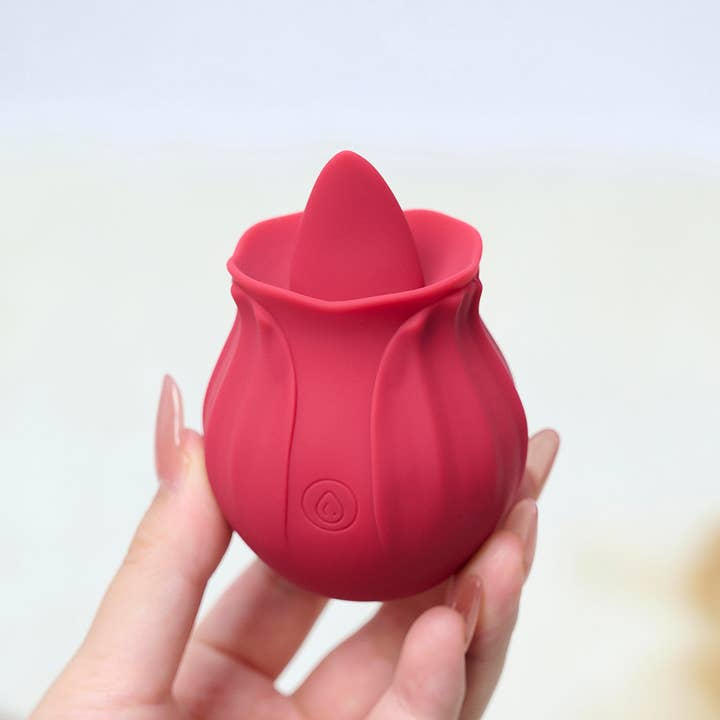 Playful Toy Wholesale - Wholesale Sex Toy - Rose Shape Tongue Licking Vibrator-Red