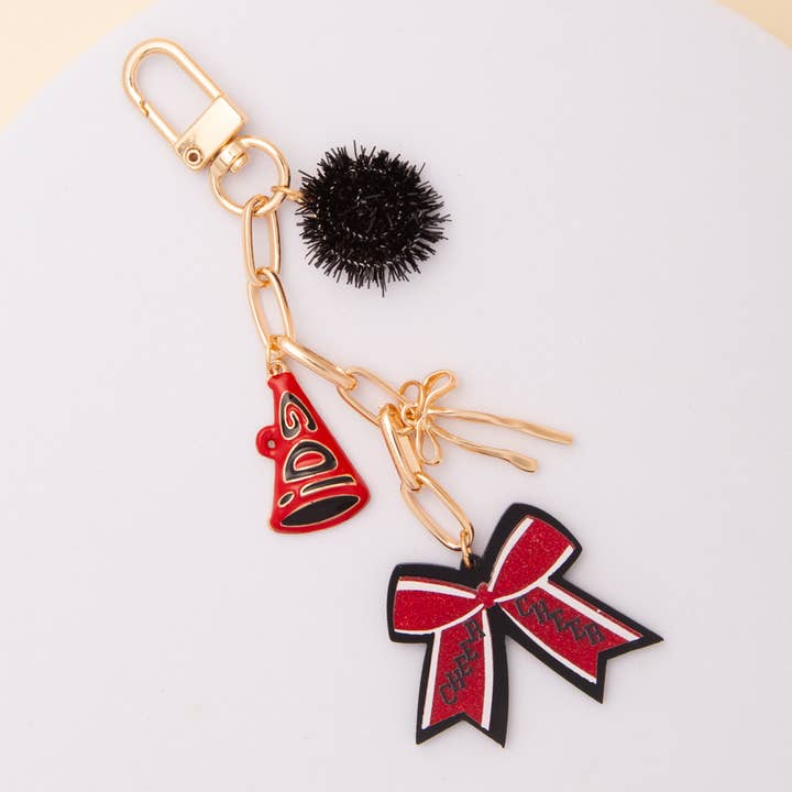 SP Sophia Collection - Wholesale Keychain - Women's - Bag Charm Keychain with Pom Pom and Bow3