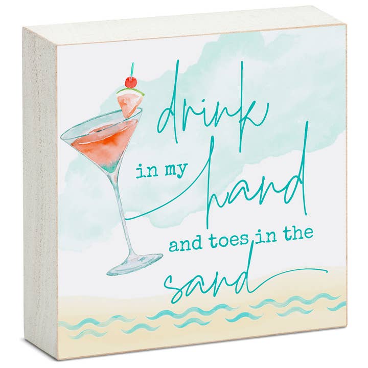 CounterArt/Highland Home/Thirstystone - Wholesale Sign - "Beach Life" Pre-Pack Artistic Wood Block Sign Display6