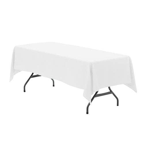 60 x 126 inch Polyester Rectangular Tablecloth White for wholesale by YOUR CHAIR COVERS