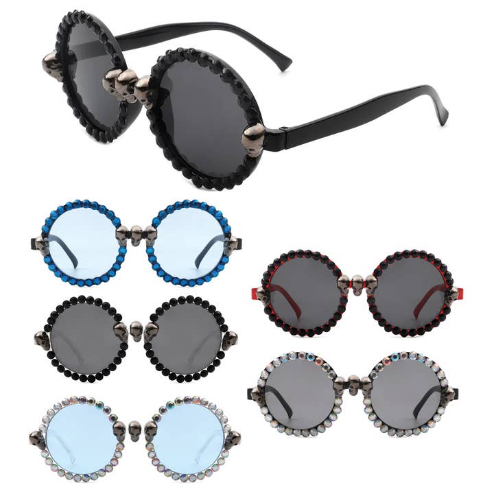 Round Crystal and Skull Sunglasses for wholesale by ZAD