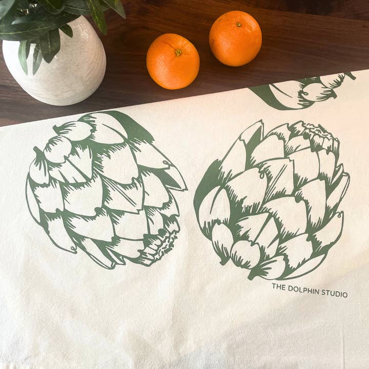 Tea Towel/Kitchen Towel/Dishcloth - Artichokes for wholesale by The Dolphin Studio