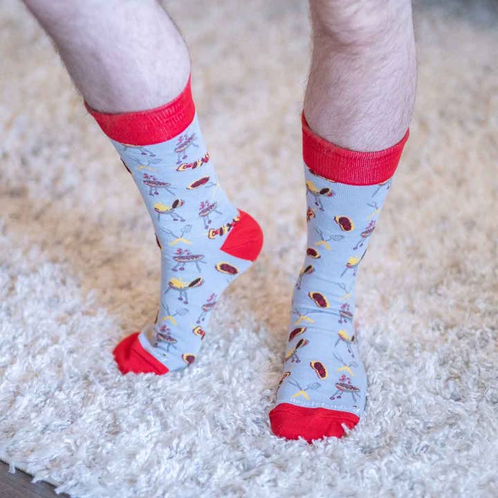 The Royal Standard - Wholesale Socks - Men's - Men's BBQ Socks Gray/Red/Yellow One Size