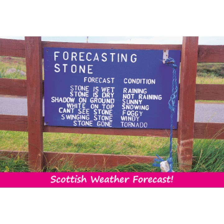 Kleine ansichtkaart Schotse weersvoorspelling! voor wholesale door Island Blue Publishing