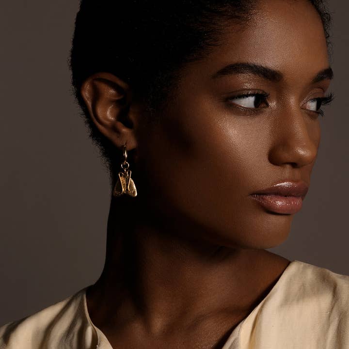Cire’ Alexandria - Wholesale Dangle Earrings - Small Moth Dangles, Gold Fill and Bronze, Moth Earrings.