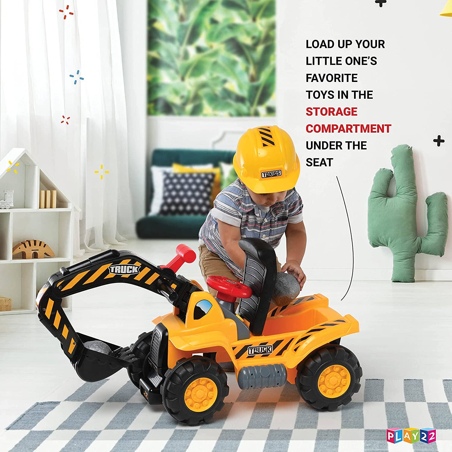 Play22 - Wholesale Toy Car/Truck - Kids - Play22 Ride-On Toy Tractor Excavator for Kids with Helmet7