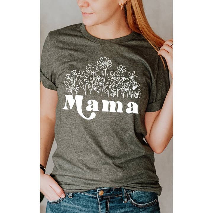 Mama Mom Mother Mother's Day Gift Floral Flowers Spring Tee for wholesale by Select Apparel