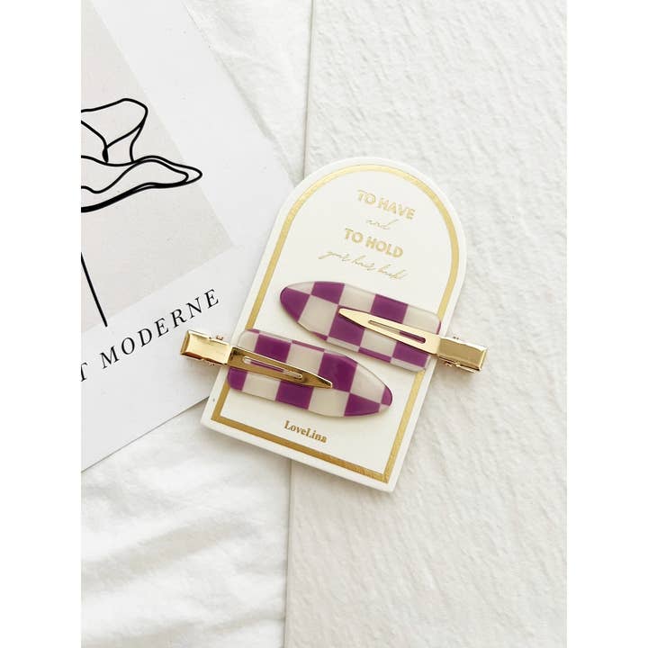 LoveLina - Wholesale Hair Clip - Women's - Crease Free Checkered Clips - DEBBIE Checkered5