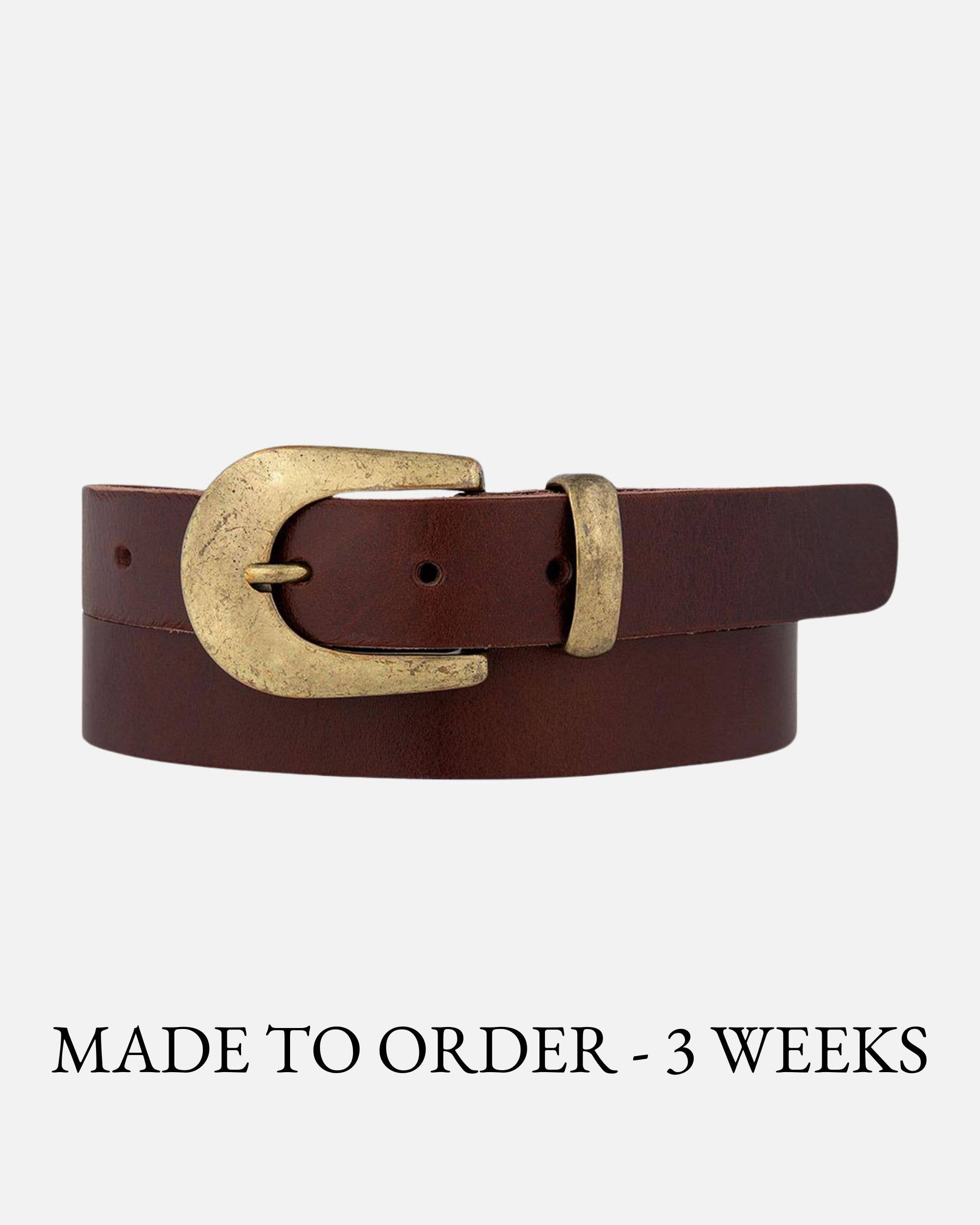 Amsterdam Heritage Leather Belts, Bags, Jackets & Apparel - Vente Ceinture – femme - FABRIQUÉ SUR COMMANDE Annie | Ceinture fine en cuir avec boucle dorée pour femme