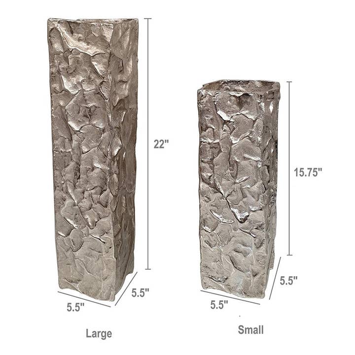 A&B Home Group Inc. - Wholesale Vase - S/2 Silver Aluminum Vases w/ Unique Crinkle Design4