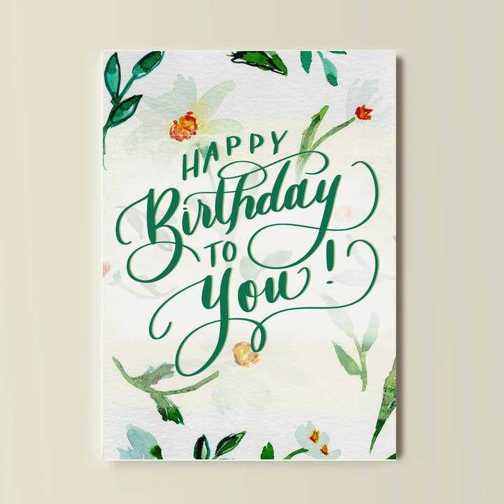 Watercolor Daisies Birthday Card for wholesale by Beholding Beauty Art
