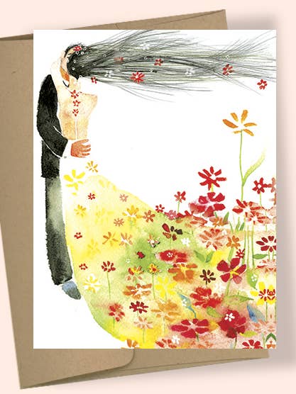 BLOOM KISS WATERCOLOR GREETING CARD for wholesale by Studio Masha D'yans