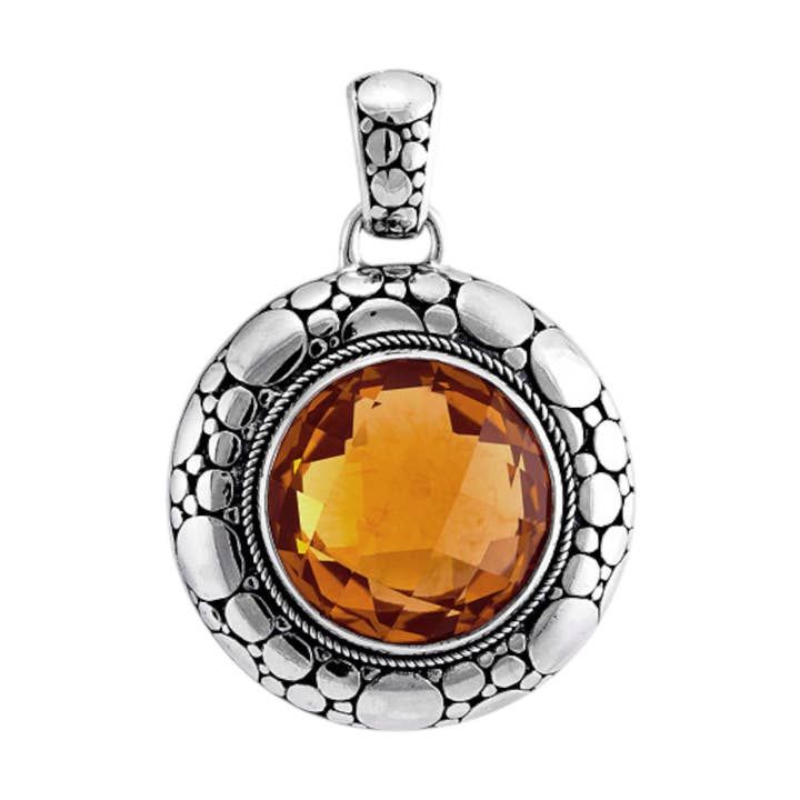 Sterling Silver Citrine Pendant — Kamaron Bali for wholesale by Kamaron Bali