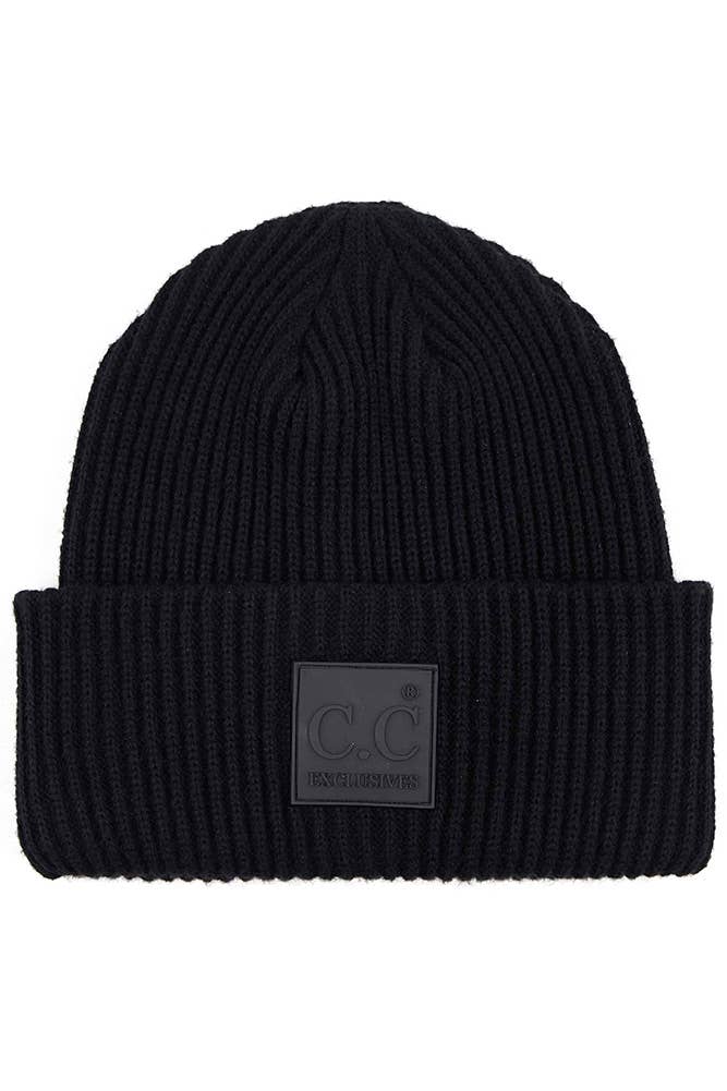 Hana - Wholesale Beanie - Women's - C.C Solid Ribbed Knit Beanie With Rubber Patch7