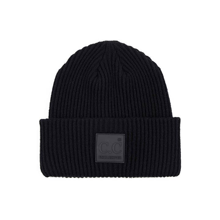 Hana - Wholesale Beanie - Women's - C.C Solid Ribbed Knit Beanie With Rubber Patch7