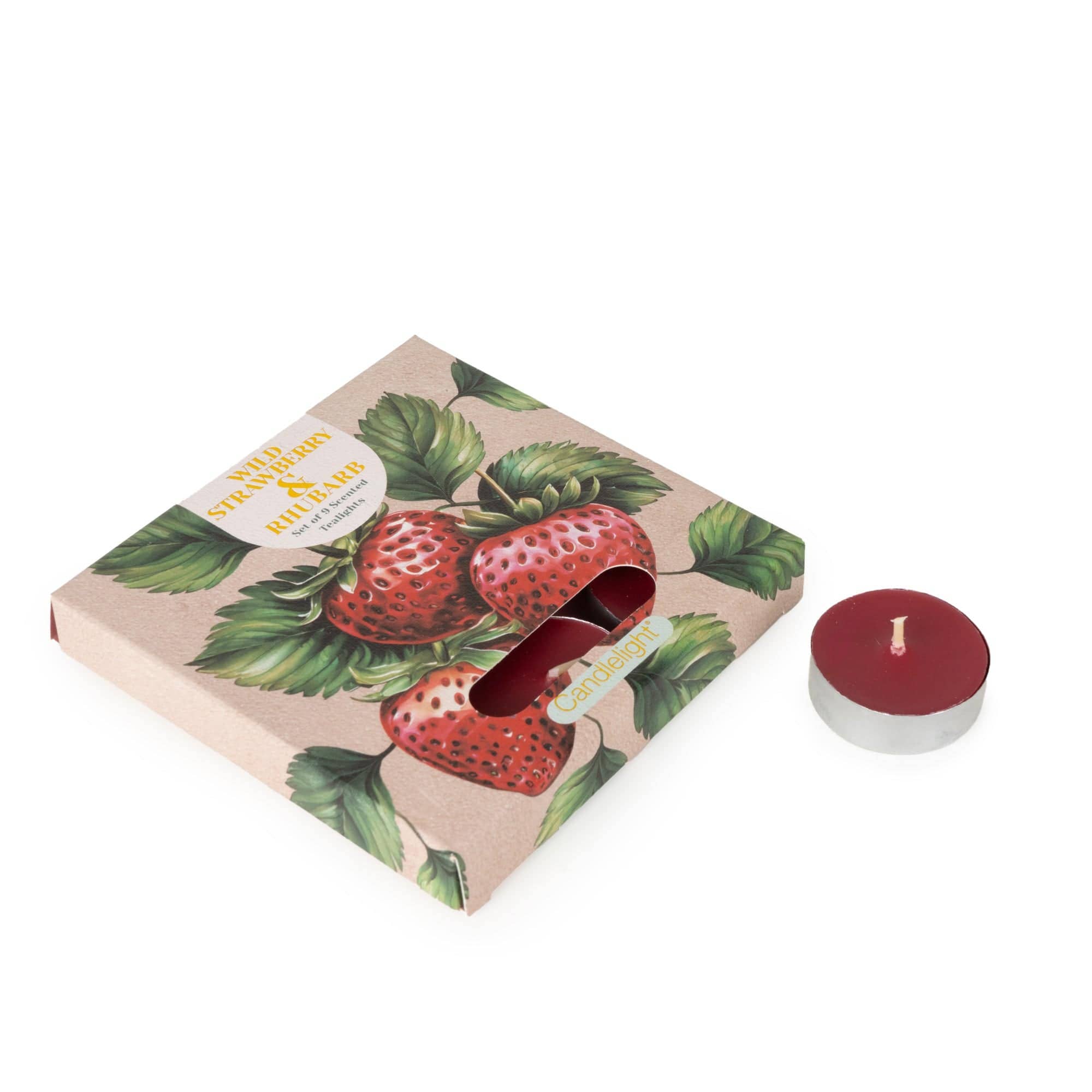 Candlelight Products Ltd - Wholesale Tea Light Candles - Set of 9 Tealights  -  Wild Strawberry & Rhubarb scent 6PK1