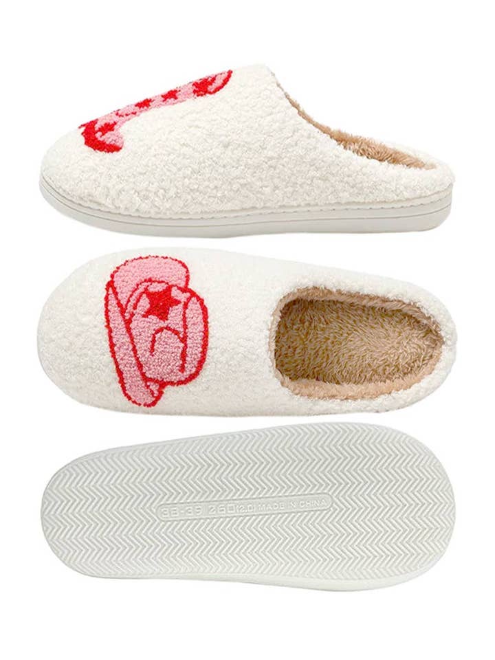 ASSORTED Yee-haw Cowgirl Hat Boots Terry Fuzzy Slippers for wholesale on Faire3