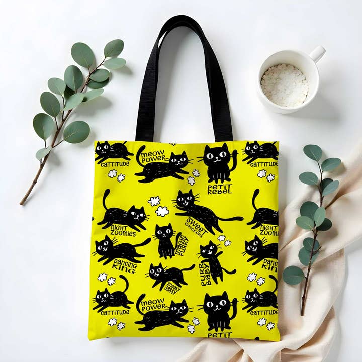 Midnight Cats Tote Bag – Bold Black Cat Personalities for wholesale by Atelier Vero Wholesale