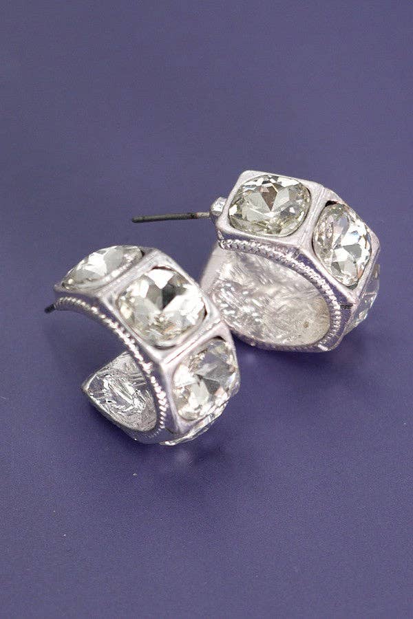 ZILVER KLEINE GROTE HOEPELOORBELLEN MET STRASS | 80E1196 voor groothandel op Faire1