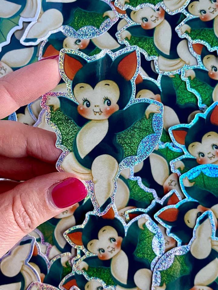 Eli the Wee Baby Bat Kewpie Sticker by Stacey Martin Tattoos for wholesale by Stacey Martin Tattoos