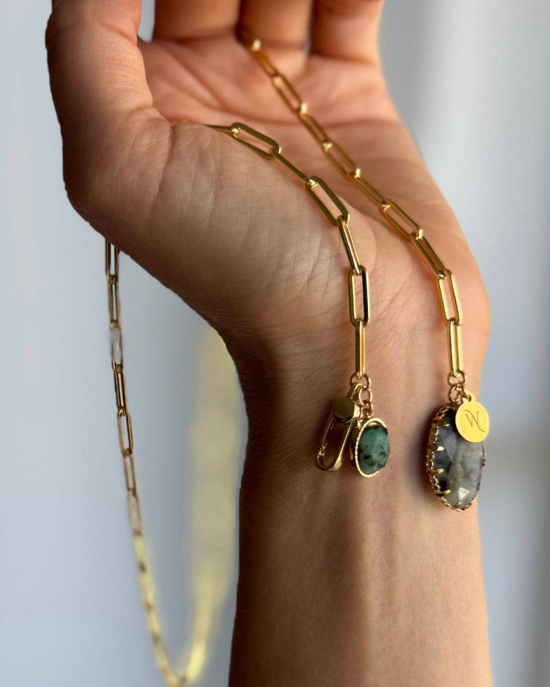 WILYMI Jewelry Co - Wholesale Pendant/Charm Necklace - Labradorite & Ruby Zoisite Necklace | 18k Gold Filled 13