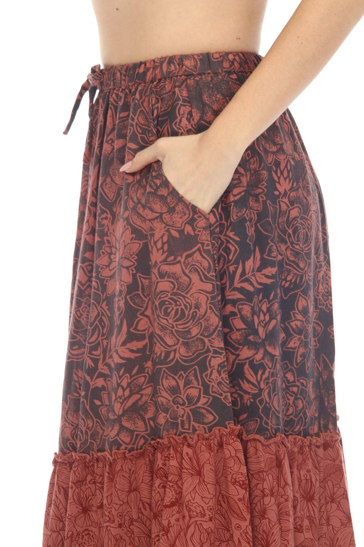 Lakhays Collection Inc. - Wholesale Skirt - Women's - Cactus Garden Tiered Maxi Skirt7