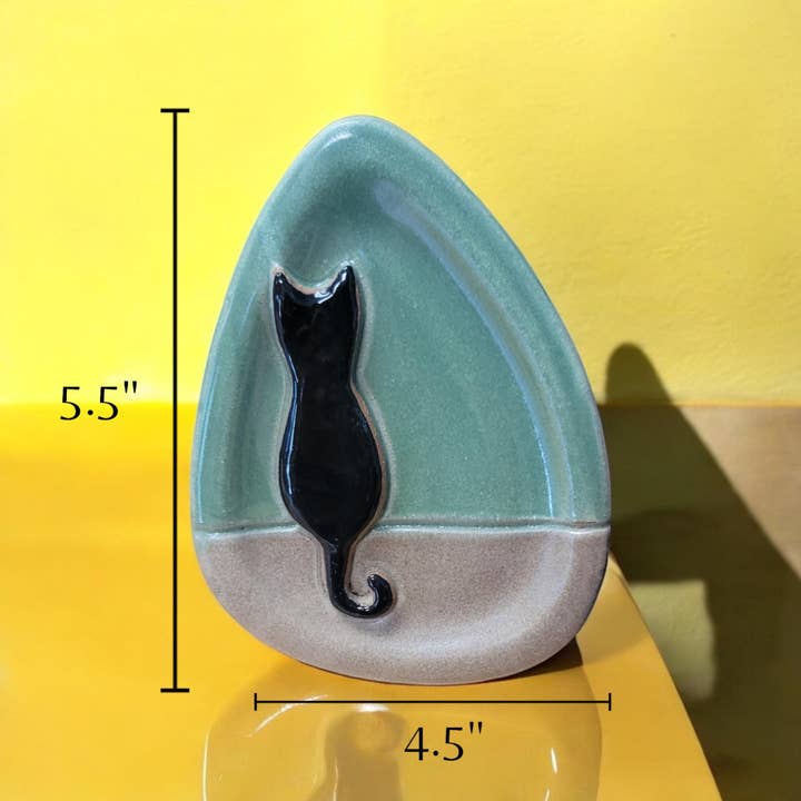 MudWorks Pottery - Wholesale Spoon Rest - Black Cat Spoon Rest