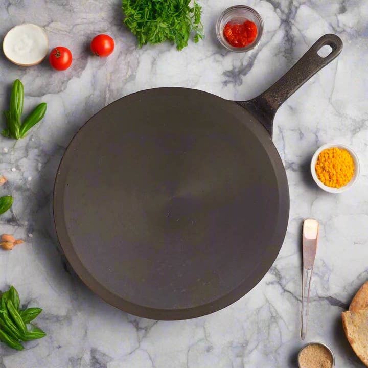 SAMA Homes - Wholesale Cast Iron Skillet - Cast Iron Concave Tawa With Long Handle1