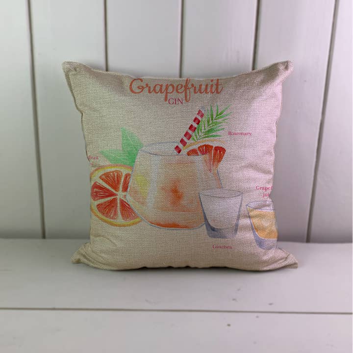 Grapefrukt Gin Ingredients Linne Kuddfodral för wholesale av Hills Of Fabric