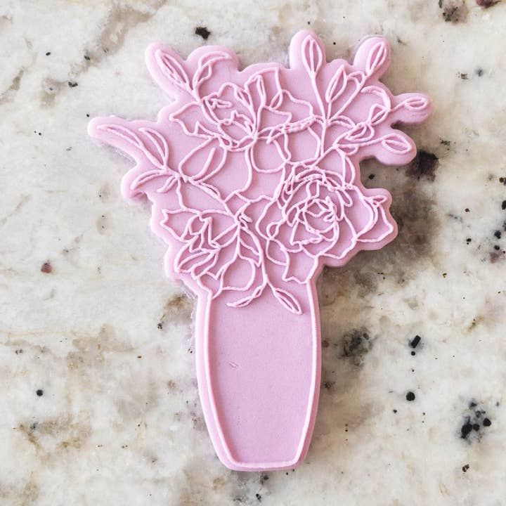 Vase with Flowers Biscuit Cookie POPup Embosser Stamp & Cutter Mothers Day for wholesale by Cut Bake Stamp