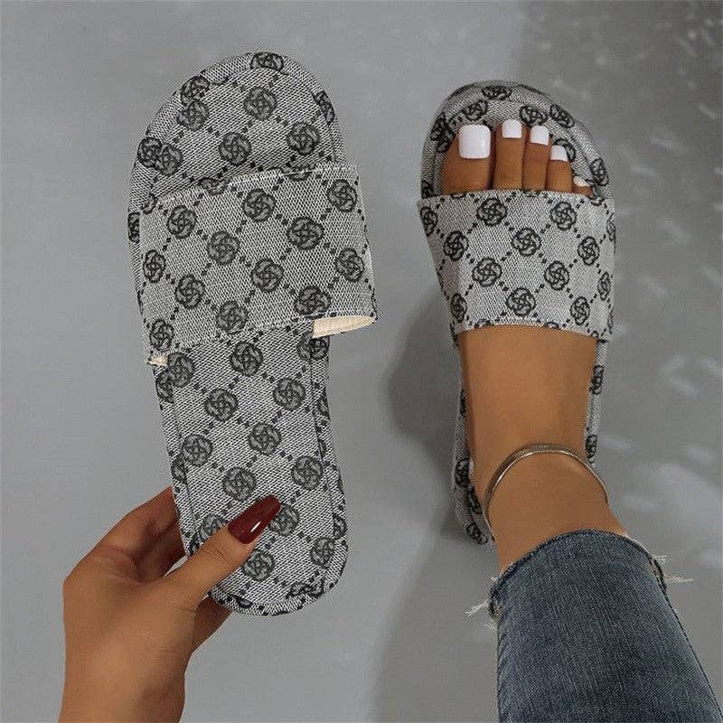 UZ Wholesale Store - Wholesale Slides - Women's - Plum Blossom Embroidery Thick-Soled Slides in Large Size5