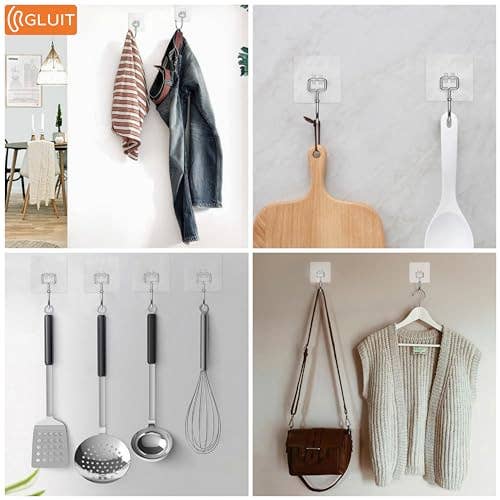 GLUIT - Wholesale Wall Hook - GLUIT Adhesive Hooks Heavy Duty 22 lbs Robe Towel Hooks Waterproof Adhesive Wall Hooks for Home Bathroom Kitchen Office and Outdoor4