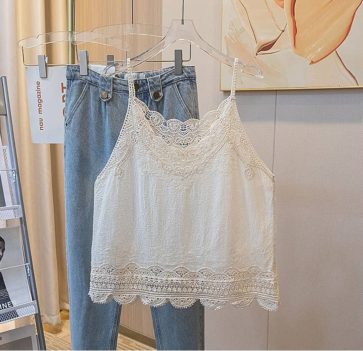 Hope & Sunshine - Wholesale Tank Top - Women's - Lace Embroidered Tank Top0