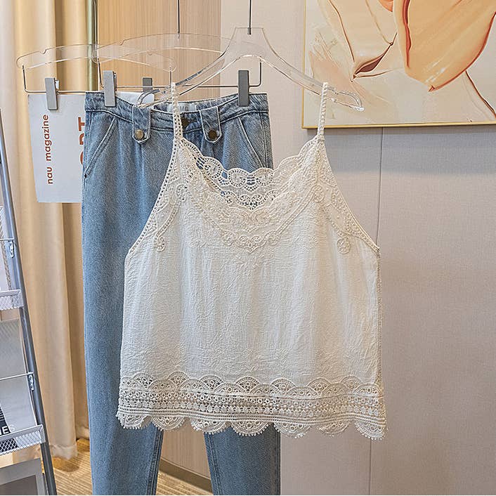 Hope & Sunshine - Wholesale Tanktop - Dames - Kanten geborduurd tanktop