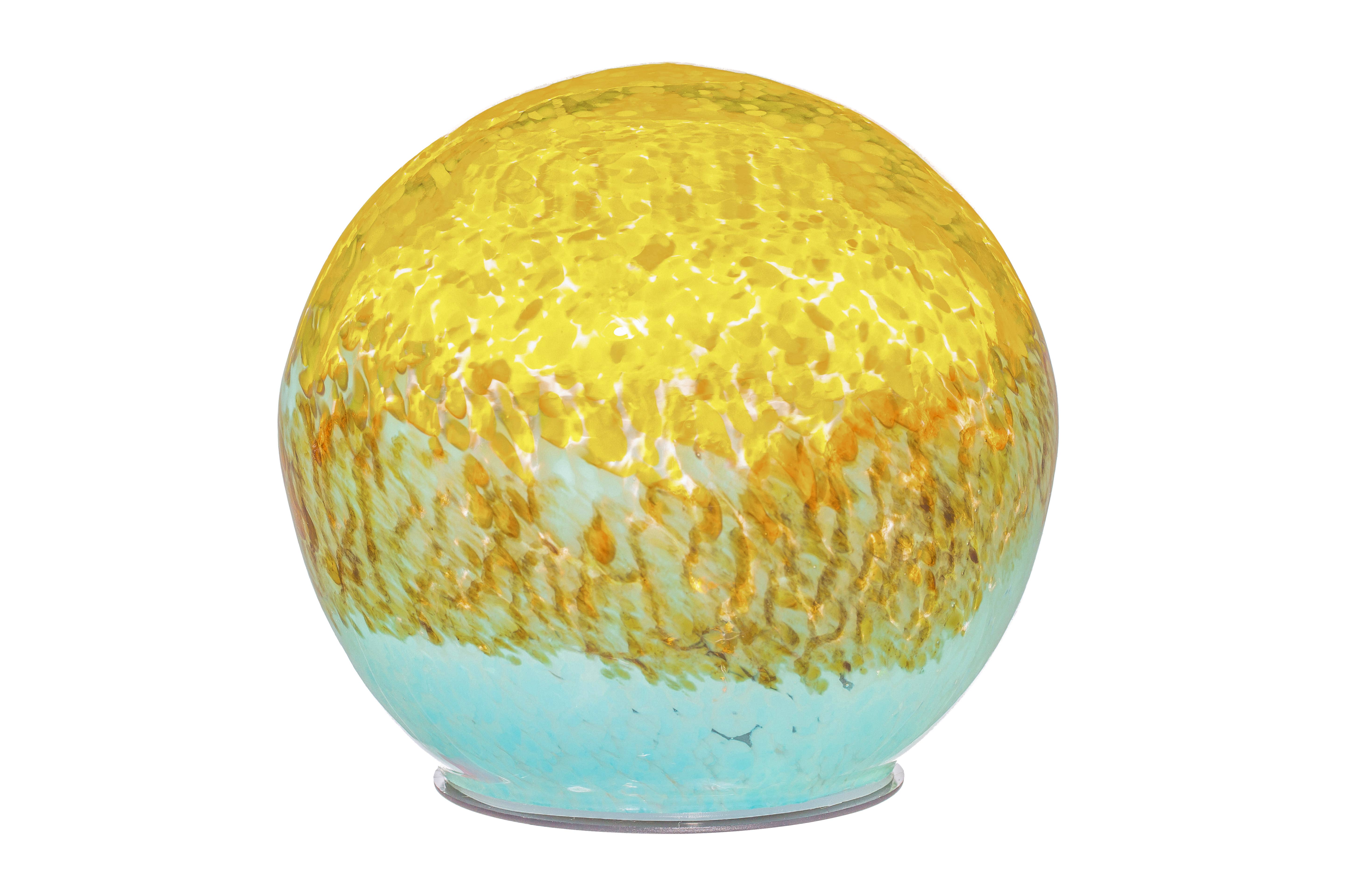 ApricotMint - Wholesale Outdoor Ornament/Decor - Art Glass Solar LED Orbs, Light Blue/Yellow1