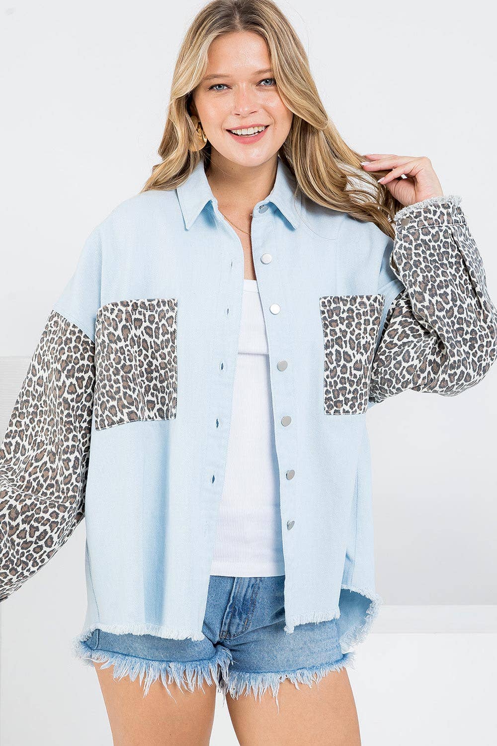 Sweet Lovely by Jen – wholesale Jeansjackor – Dam – SW292 LEOPARDMÖNSTRAD JEANSJACKA0